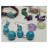 Nice Group of Assorted Gemstone Jewelry & Loose Stones
