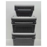 3 Nice Condition RUBBERMAID Action Packer Bins w/Lids