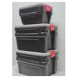 3 Nice Condition RUBBERMAID Action Packer Bins w/Lids