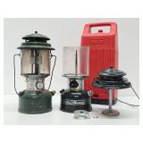 2 Vintage COLEMAN Lanterns - One w/Red Travel Case