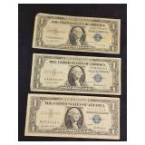 US Silver Certificate One Dollar Bills from 1935 and 1957