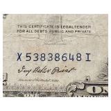 US Silver Certificate One Dollar Bills from 1935 and 1957