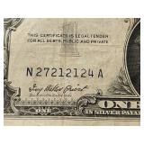 US Silver Certificate One Dollar Bills from 1935 and 1957