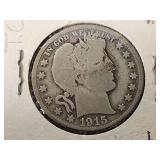 1915 Barber Half Dollar Coin with "S" Mint Mark