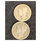 Lot of Mercury Dimes Including 1923, 1924, and 1940 Coins