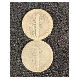 Lot of Mercury Dimes Including 1923, 1924, and 1940 Coins