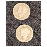 Lot of Mercury Dimes Including 1923, 1924, and 1940 Coins