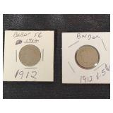 1912 Barber and Liberty Head V-Nickels