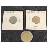 Canadian Coins, including 1955 Penny, 1862-1867 Penny, and 1996 Toonie
