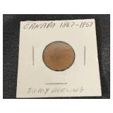 Canadian Coins, including 1955 Penny, 1862-1867 Penny, and 1996 Toonie