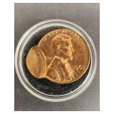 Lot of 4 Error Lincoln Penny Coins Including 1969D Off-Centered and 1958D Freak