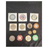 Collection of Casino Chips and Tokens including Binion