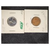Lot of 5 Lincoln Wheat Pennies including 1943 Steel and 1944 Shell Case Varieties