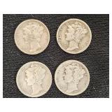 Mercury Dimes including 1929, 1936, 1938, and 1942