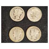 Lot of 8 Mercury Dimes from the 1920s and 1930s