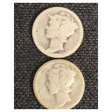 Lot of 8 Mercury Dimes from the 1920s and 1930s