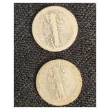 Lot of 8 Mercury Dimes from the 1920s and 1930s