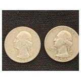 1954 and 1955 US Washington Quarters