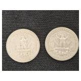 1954 and 1955 US Washington Quarters