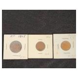 Lot of 3 Indian Head Pennies 1895, 1906, 1903