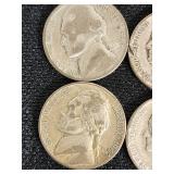 Lot of 21 Jefferson Nickels from 1942-1945 with Various Mint Marks