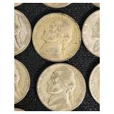 Lot of 21 Jefferson Nickels from 1942-1945 with Various Mint Marks