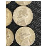 Lot of 21 Jefferson Nickels from 1942-1945 with Various Mint Marks
