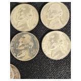 Lot of 21 Jefferson Nickels from 1942-1945 with Various Mint Marks