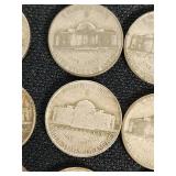 Lot of 21 Jefferson Nickels from 1942-1945 with Various Mint Marks