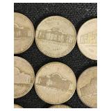 Lot of 21 Jefferson Nickels from 1942-1945 with Various Mint Marks