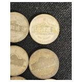 Lot of 21 Jefferson Nickels from 1942-1945 with Various Mint Marks