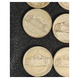Lot of 21 Jefferson Nickels from 1942-1945 with Various Mint Marks