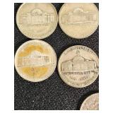 Lot of 21 Jefferson Nickels from 1942-1945 with Various Mint Marks