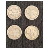 Lot of 4 Mercury Dimes