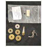 French 10 Centimes Coin and Asian-Inspired Coins with Miniature Saw and Chain