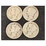 1940, 1937, 1918 and 192x Mercury Dimes