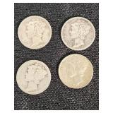 Mercury Dimes 1937, 1941, 1945, 1928