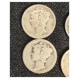 Mercury Dimes 1937, 1941, 1945, 1928