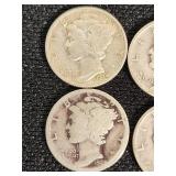 Mercury Dimes 1928, 1939, 1943, 1944 Silver Coins