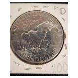 1974 Eisenhower Dollar Coin D Mint Mark in Holder