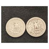 1940 and 1942 U.S. Washington Quarter Coins