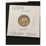 Mercury Dimes including 1939 D, 1936 D, and 1943 D