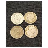 Mercury Dimes 1916, 1918,1941, 1942