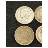 Mercury Dimes 1916, 1918,1941, 1942