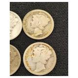 Mercury Dimes 1916, 1918,1941, 1942