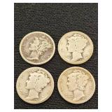 Mercury Dimes 1917, 1923, 1925, 1929
