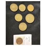Lot of Coins Including 1894 2 Pfennig, French Francs, and Italian Lire