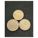 Lot of Coins Including 1894 2 Pfennig, French Francs, and Italian Lire