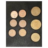 German and Austrian Coins including 1 Pfennig and 50 Groschen