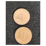 German and Austrian Coins including 1 Pfennig and 50 Groschen
